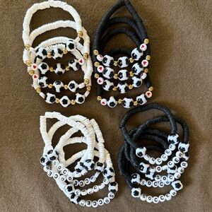 New Black and White Beaded soccer  Bracelet bundle of 18